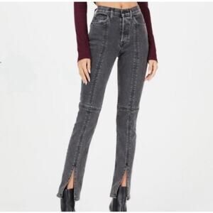 Cotton Citizen Vicki High Rise Button Fly Spit Leg Gray Jeans Sz 25